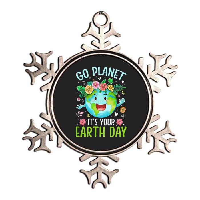 Cute Go Planet Its Your Earth Birthday Day 2024 Teacher Metallic Star Ornament