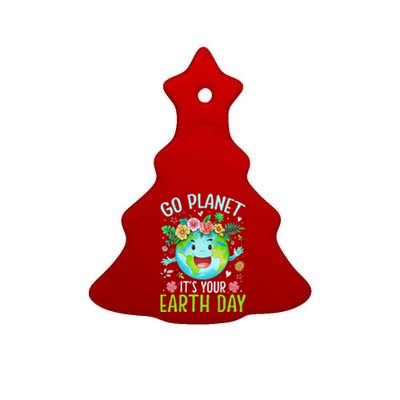 Cute Go Planet Its Your Earth Birthday Day 2024 Teacher Ceramic Tree Ornament