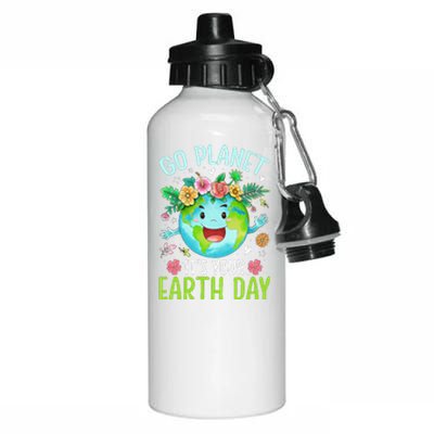 Cute Go Planet Its Your Earth Birthday Day 2024 Teacher Aluminum Water Bottle