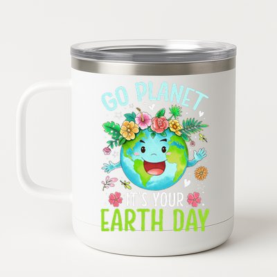 Cute Go Planet Its Your Earth Birthday Day 2024 Teacher 12 oz Stainless Steel Tumbler Cup