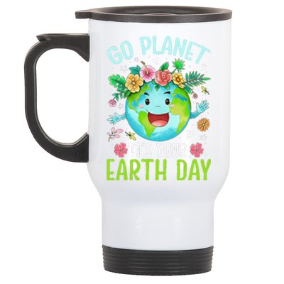 Cute Go Planet Its Your Earth Birthday Day 2024 Teacher Stainless Steel Travel Mug