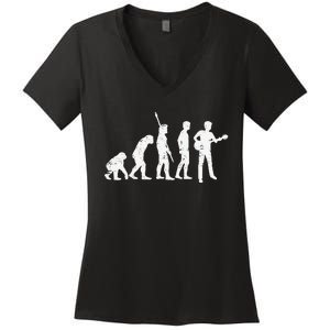 Cool Guitar Player Design Guitarist I Evolution Women's V-Neck T-Shirt