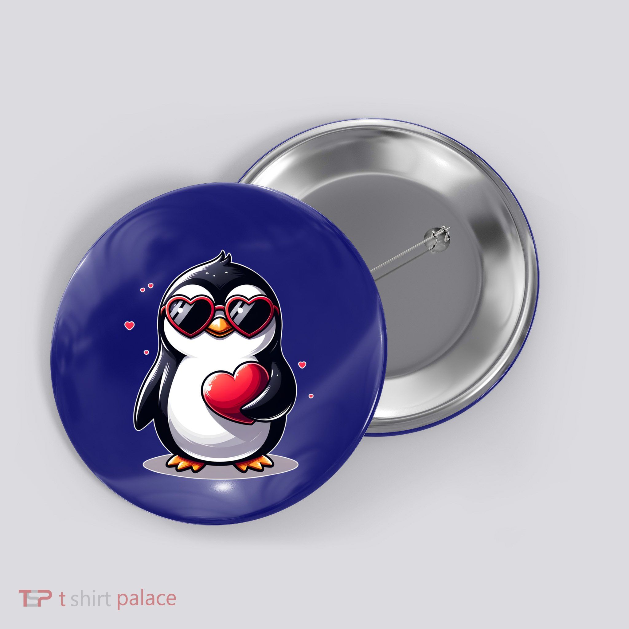 Cute Gift Penguin Design I Steal Hearts Happy Valentines Day Button