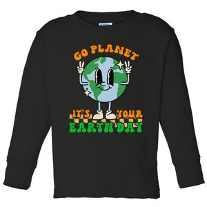 Cute Go Planet Its Your Earth Day Peace Groovy Toddler Long Sleeve Shirt