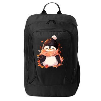 Cute Gift Penguin Autumn Fall Leaves Thanksgiving City Backpack