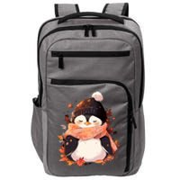 Cute Gift Penguin Autumn Fall Leaves Thanksgiving Impact Tech Backpack