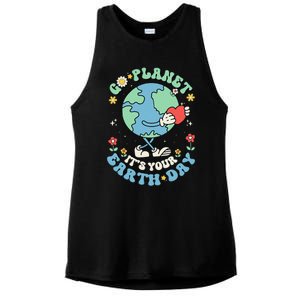 Cute Go Planet Its Your Earth Day 2024 Teacher Groovy Ladies PosiCharge Tri-Blend Wicking Tank