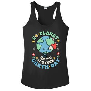 Cute Go Planet Its Your Earth Day 2024 Teacher Groovy Ladies PosiCharge Competitor Racerback Tank