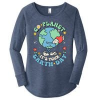 Cute Go Planet Its Your Earth Day 2024 Teacher Groovy Women's Perfect Tri Tunic Long Sleeve Shirt