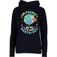 Cute Go Planet Its Your Earth Day 2024 Teacher Groovy Womens Funnel Neck Pullover Hood