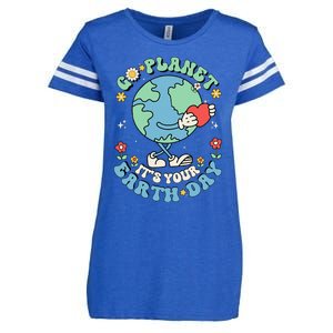 Cute Go Planet Its Your Earth Day 2024 Teacher Groovy Enza Ladies Jersey Football T-Shirt