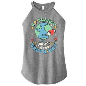 Cute Go Planet Its Your Earth Day 2024 Teacher Groovy Women's Perfect Tri Rocker Tank