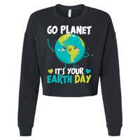 Cute Go Planet It's Your Earth Day Cropped Pullover Crew