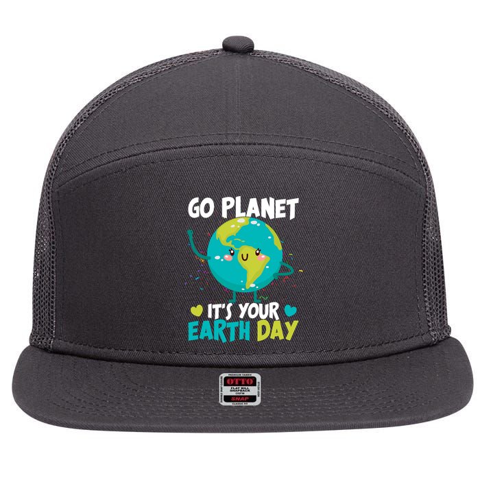 Cute Go Planet It's Your Earth Day 7 Panel Mesh Trucker Snapback Hat