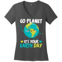 Cute Go Planet It's Your Earth Day Women's V-Neck T-Shirt