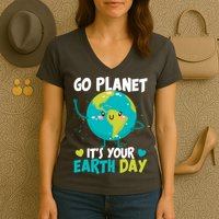 Cute Go Planet It's Your Earth Day Women's V-Neck T-Shirt