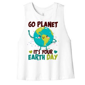 Cute Go Planet It's Your Earth Day Women's Racerback Cropped Tank