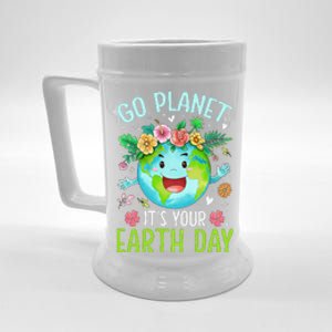 Cute Go Planet Its Your Earth Birthday Day 2024 Teacher Beer Stein