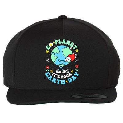 Cute Go Planet Its Your Earth Day 2024 Teacher Groovy Wool Snapback Cap