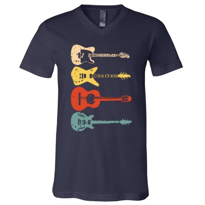 Cool Guitar Players Art Men Women Vintage Acoustic Guitarist V-Neck T-Shirt