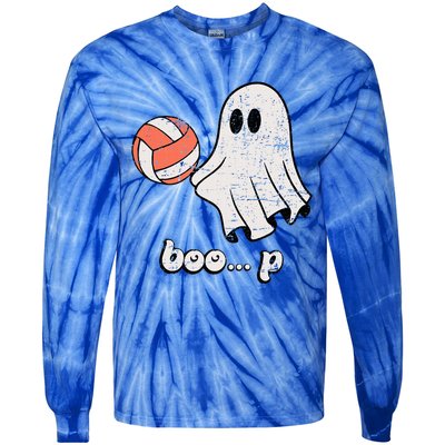 Cute Ghost Playing Volleyball Sport Player Halloween Costume Tie-Dye Long Sleeve Shirt