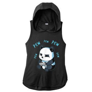 Cute Gaming Panda Pew Video Game Computer Player Ladies PosiCharge Tri-Blend Wicking Draft Hoodie Tank