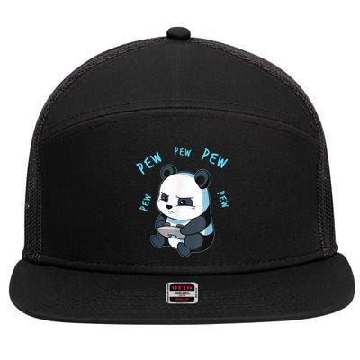 Cute Gaming Panda Pew Video Game Computer Player 7 Panel Mesh Trucker Snapback Hat