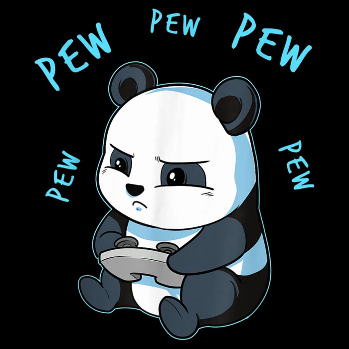 Cute Gaming Panda Pew Video Game Computer Player Button
