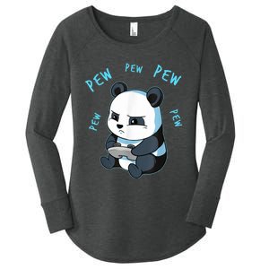 Cute Gaming Panda Pew Video Game Computer Player Women's Perfect Tri Tunic Long Sleeve Shirt