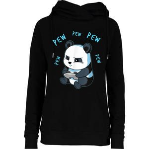 Cute Gaming Panda Pew Video Game Computer Player Womens Funnel Neck Pullover Hood