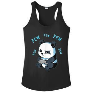 Cute Gaming Panda Pew Video Game Computer Player Ladies PosiCharge Competitor Racerback Tank