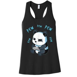 Cute Gaming Panda Pew Video Game Computer Player Women's Racerback Tank