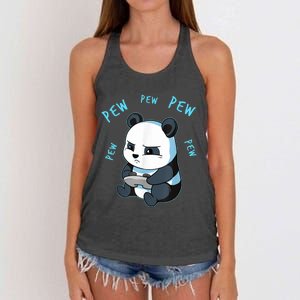 Cute Gaming Panda Pew Video Game Computer Player Women's Knotted Racerback Tank