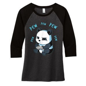 Cute Gaming Panda Pew Video Game Computer Player Women's Tri-Blend 3/4-Sleeve Raglan Shirt