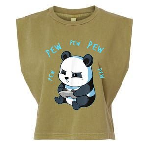 Cute Gaming Panda Pew Video Game Computer Player Garment-Dyed Women's Muscle Tee