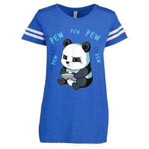 Cute Gaming Panda Pew Video Game Computer Player Enza Ladies Jersey Football T-Shirt