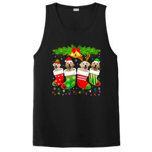 Cute Golden Retriever Dog In Sock Christmas Santa Xmas Dog Gift PosiCharge Competitor Tank