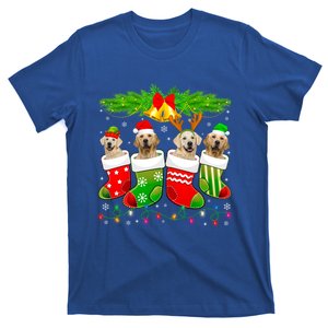 Cute Golden Retriever Dog In Sock Christmas Santa Xmas Dog Gift T-Shirt