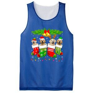 Cute Golden Retriever Dog In Sock Christmas Santa Xmas Dog Gift Mesh Reversible Basketball Jersey Tank