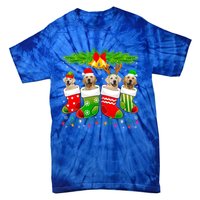 Cute Golden Retriever Dog In Sock Christmas Santa Xmas Dog Gift Tie-Dye T-Shirt