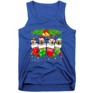 Cute Golden Retriever Dog In Sock Christmas Santa Xmas Dog Gift Tank Top