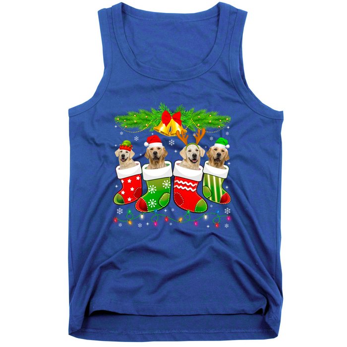 Cute Golden Retriever Dog In Sock Christmas Santa Xmas Dog Gift Tank Top