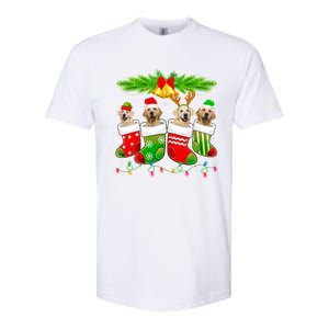 Cute Golden Retriever Dog In Sock Christmas Santa Xmas Dog Gift Softstyle CVC T-Shirt