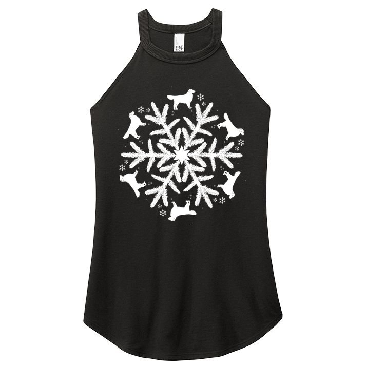Christmas Golden Retriever Gift Snowflake Golden Retriever Gift Women's Perfect Tri Rocker Tank
