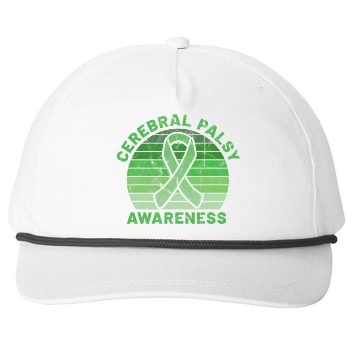 CP Green Ribbon Retro Sunset Cerebral Palsy Awareness Snapback Five-Panel Rope Hat