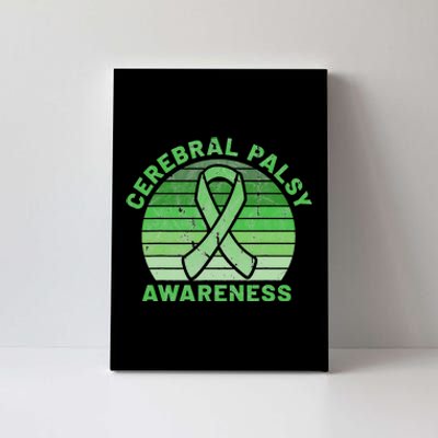 CP Green Ribbon Retro Sunset Cerebral Palsy Awareness Canvas