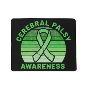 CP Green Ribbon Retro Sunset Cerebral Palsy Awareness Mousepad