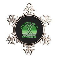 CP Green Ribbon Retro Sunset Cerebral Palsy Awareness Metallic Star Ornament