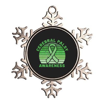 CP Green Ribbon Retro Sunset Cerebral Palsy Awareness Metallic Star Ornament