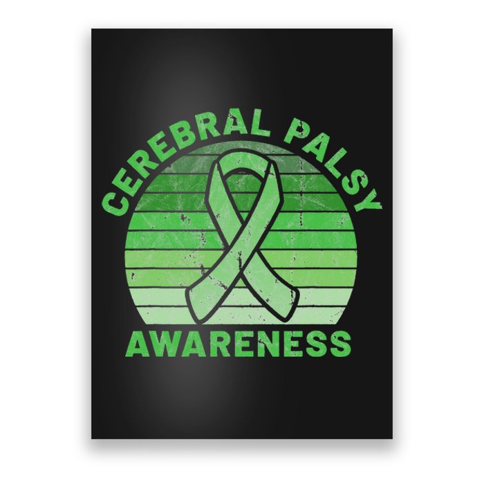 CP Green Ribbon Retro Sunset Cerebral Palsy Awareness Poster